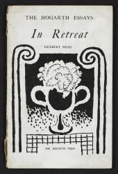 Image of front cover of "In Retreat" with a black and white illustration by Vanessa Bell