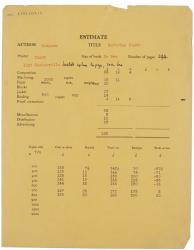 Image of printing and binding estimate on yellow paper relating to Saturday Night at the Greyhound page 1 of 1 