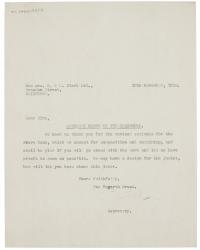 Image of typescript letter from Peggy Belsher to R. & R. Clark (19/11/1930) page 1 of 1 