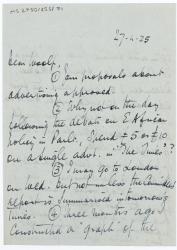 Image of handwritten letter from Norman Leys to Leonard Woolf (27/04/1925) page 1 of 1