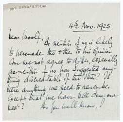 Image of handwritten letter from Norman Leys to Leonard Woolf (04/11/1925)  page 1 of 2