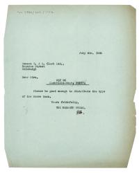 Letter from The Hogarth Press to R. & R. Clark (05/07/1938)