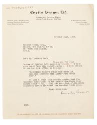 Letter from Curtis Brown Ltd to The Hogarth Press (21/10/1937)