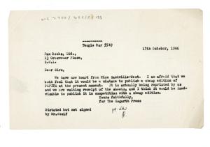 Letter from The Hogarth Press to Pan Books Ltd (17/10/1946)