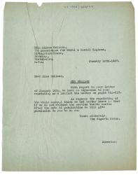 Letter from The Hogarth Press to Alison Neilans (18/01/1937)