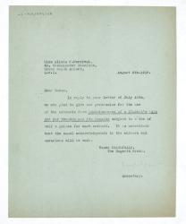 Letter from Winifred Perkins at The Hogarth Press to Alicia C. Percival (04/08/1938)