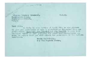 Letter from The Hogarth Press to Lindsay Drummond Ltd (09/04/1943)