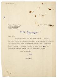 Image of typescript letter from Leonard Woolf to Takeo Takano (11/26/1930) page 1 of 1