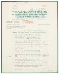 Image of typescript letter from the Garden City Press Ltd to the Hogarth Press (21/01/1936) Page 1 of 3