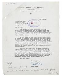 Letter from Harcourt, Brace and Company to Leonard Woolf (17/06/1953)