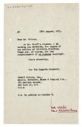 Letter from The Hogarth Press to Robert Giroux (28/08/1953)