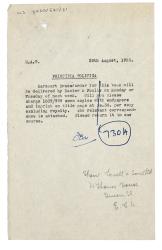 Note regarding "Principia Politica" (28/08/1953)