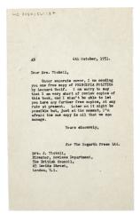 Letter from The Hogarth Press to British Council (06/10/1953)