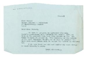 Image of typescript letter from The Hogarth Press to Dollman and Pritchard (19/05/1941) page 1 of 1