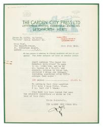 Image of a Letter from The Garden City Press to The Hogarth Press (26/07/1935)