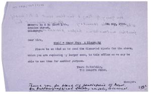 Image of a Letter from The Hogarth Press to R. & R. Clark Ltd (08/05/1940)