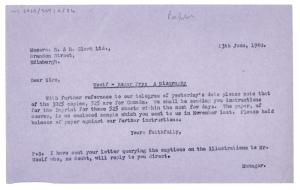 Image of a Letter from The Hogarth Press to R. & R. Clark Ltd (13/06/1940)