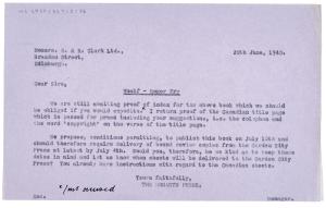 Image of a Letter from The Hogarth Press to R. & R. Clark Ltd (20/06/1940)
