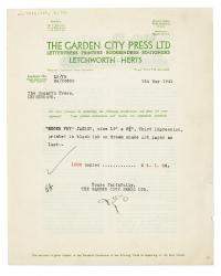 Image of a Letter from The Garden City Press to The Hogarth Press (09/05/1941)