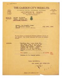 Image of typescript letter from The Garden City Press Ltd. to The Hogarth Press (07/14/1930) page 1 of 2