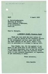 Letter from Rita Spurdle at The Hogarth Press to Christian Bourgois at Éditions du Rocher (06/04/1976)