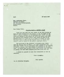 Letter from Rita Spurdle at The Hogarth Press to Antoinette Fiori at Éditions du Rocher (29/03/1976)
