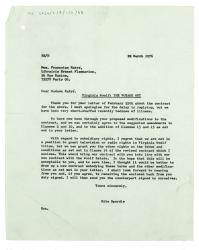 Letter from Rita Spurdle at The Hogarth Press to Françoise Ratyé at Librairie Ernest Flammarion (22/03/1976)