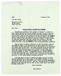 Letter from Rita Spurdle at The Hogarth Press to Éditions du Seuil (03/02/1976)