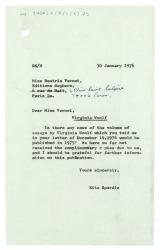 Letter from Rita Spurdle at The Hogarth Press to Béatrix Vernet at Éditions Seghers (30/01/1976)