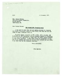 Letter from Rita Spurdle at The Hogarth Press to Jeanne Durand at Librairie Ernest Flammarion (21/11/1975)