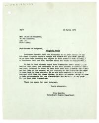 Letter from Rita Spurdle at The Hogarth Press to Diane de Margerie (14/03/1975)