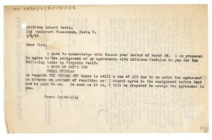 Letter from Hogarth Press to Éditions Robert Marin (01/04/1948)