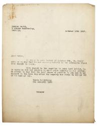 Image of a Letter from Mrs Cartwright at The Hogarth Press to Simone David (12/10/1927)