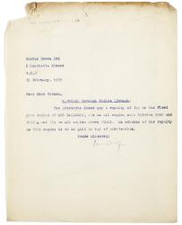 Image of a Letter from Leonard Woolf at The Hogarth Press to Curtis Brown Ltd. (25/02/1929)