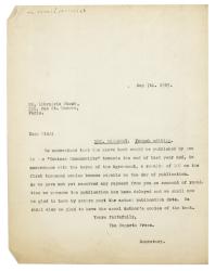 Image of a Letter from The Hogarth Press to Librairie Stock (07/05/1929)