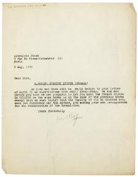 Image of a Letter from Leonard Woolf at The Hogarth Press to Librairie Stock (08/05/1929)