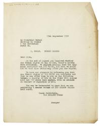 Image of a Letter from The Hogarth Press to Éditions du Siècle (19/09/1932)
