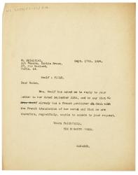 Image of a Letter from The Hogarth Press to Curtis Brown (17/09/1934)