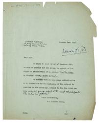 Image of a Letter from The Hogarth Press to Librairie Hachette (01/01/1935)