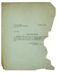 Image of a Letter from Norah Nicholls at The Hogarth Press to Éditions Stock (05/05/1939)
