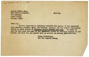 Image of a Letter from Leonard Woolf at The Hogarth Press to The British Council (28/07/1943)