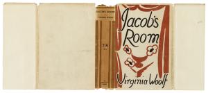 Image of dust jacket of Jacob's Room featuring an illustration by Vanessa Bell