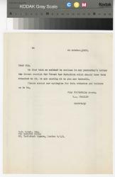 Image of a typescript letter from the William A. Bradley Literary Agency to The Hogarth Press (26/10/1937); page 1 of 1