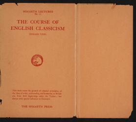 Image of dust jacket of "The Course of English Classicism from the Tudor to the Victorian Age" 