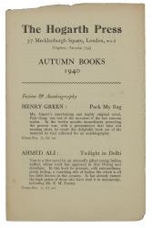 Image of front cover of catalogue: The Hogarth Press, Autumn Books (1940)
