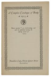 Image of the front cover of Jonathan Cape's, A Complete Catalogue of Books (1923)