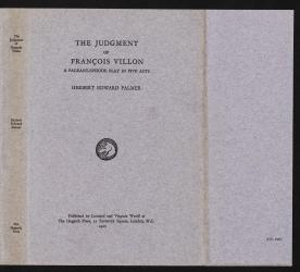 Image of the front cover of The Judgment of François Villon A Pageant-Episode Play in Five Acts