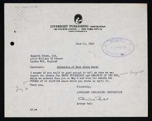 etImage of typescript letter from Liveright Publishing Corporation to Aline Burch (23/06/1949) page 1 of 1