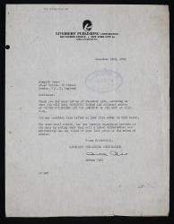 Image of typescript letter from Liveright Publishing Corporation to The Hogarth Press (18/12/1950) page 1 of 1 