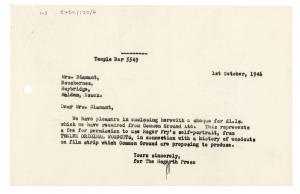 Image of typescript letter from The Hogarth Press to Pamela Diamand (01/10/1946)